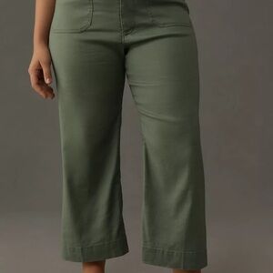 Anthropologie Collette Wide Leg Pants Linen Green